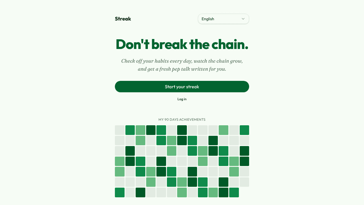 Streak —Social Habit Tracker website screenshot