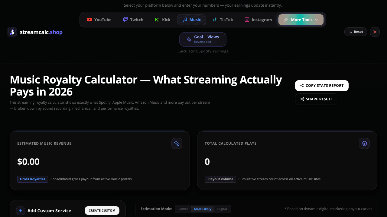 StreamCalc website screenshot