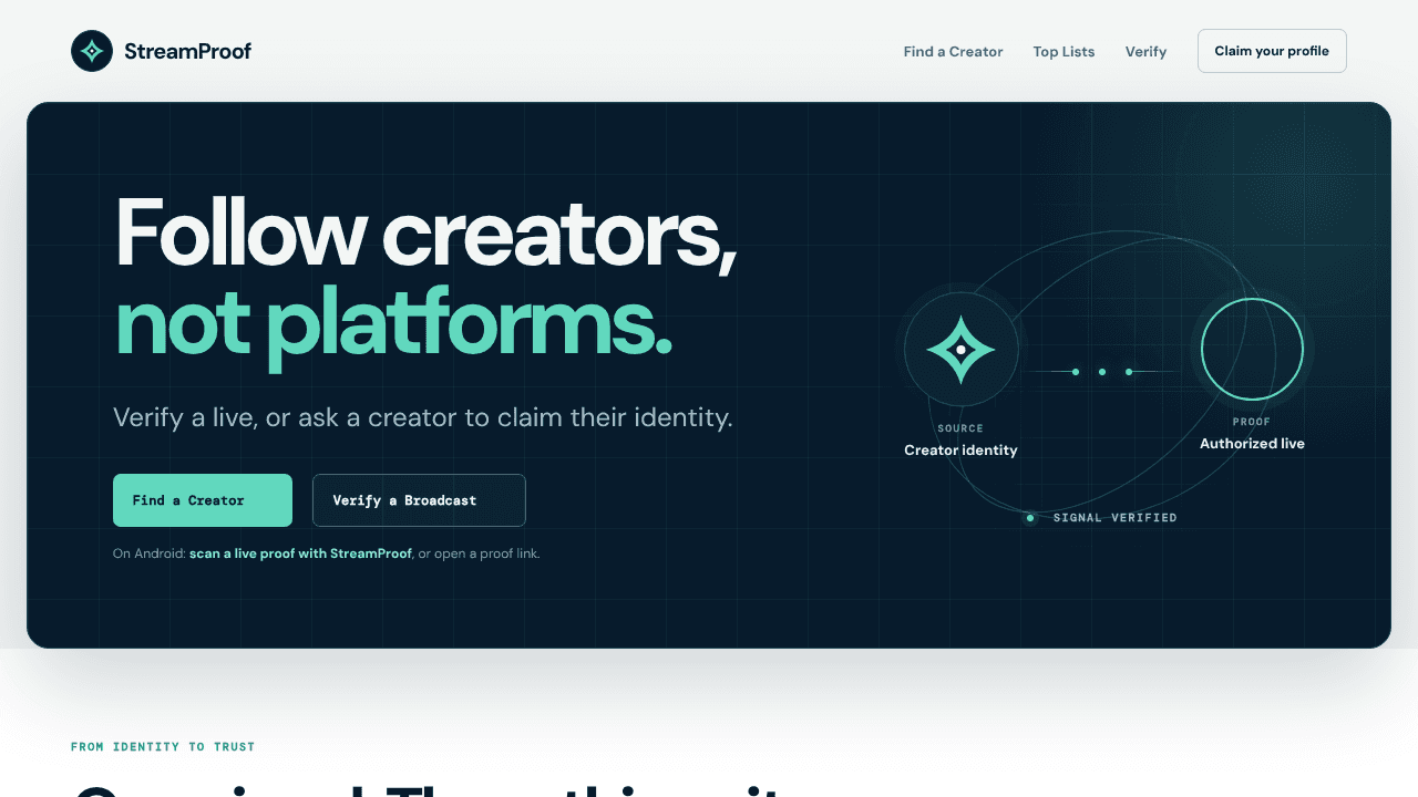 StreamProof website screenshot
