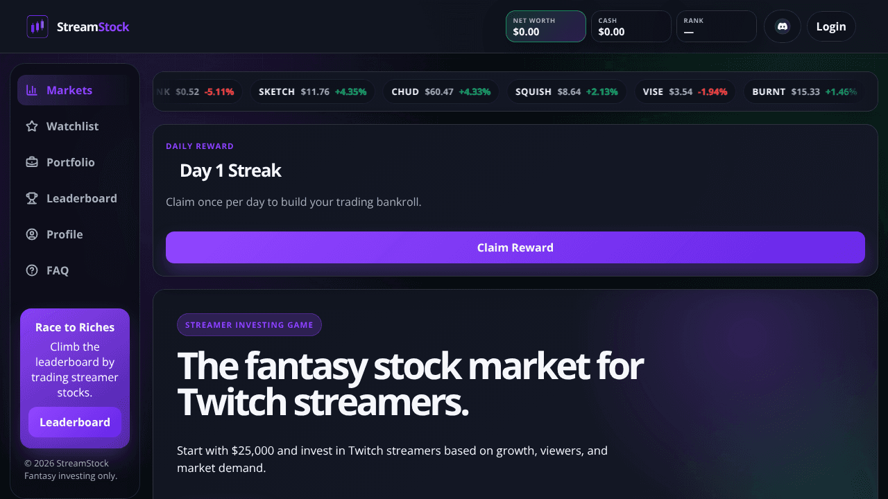 StreamStock website screenshot