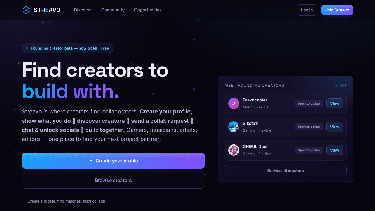 Streavo website screenshot