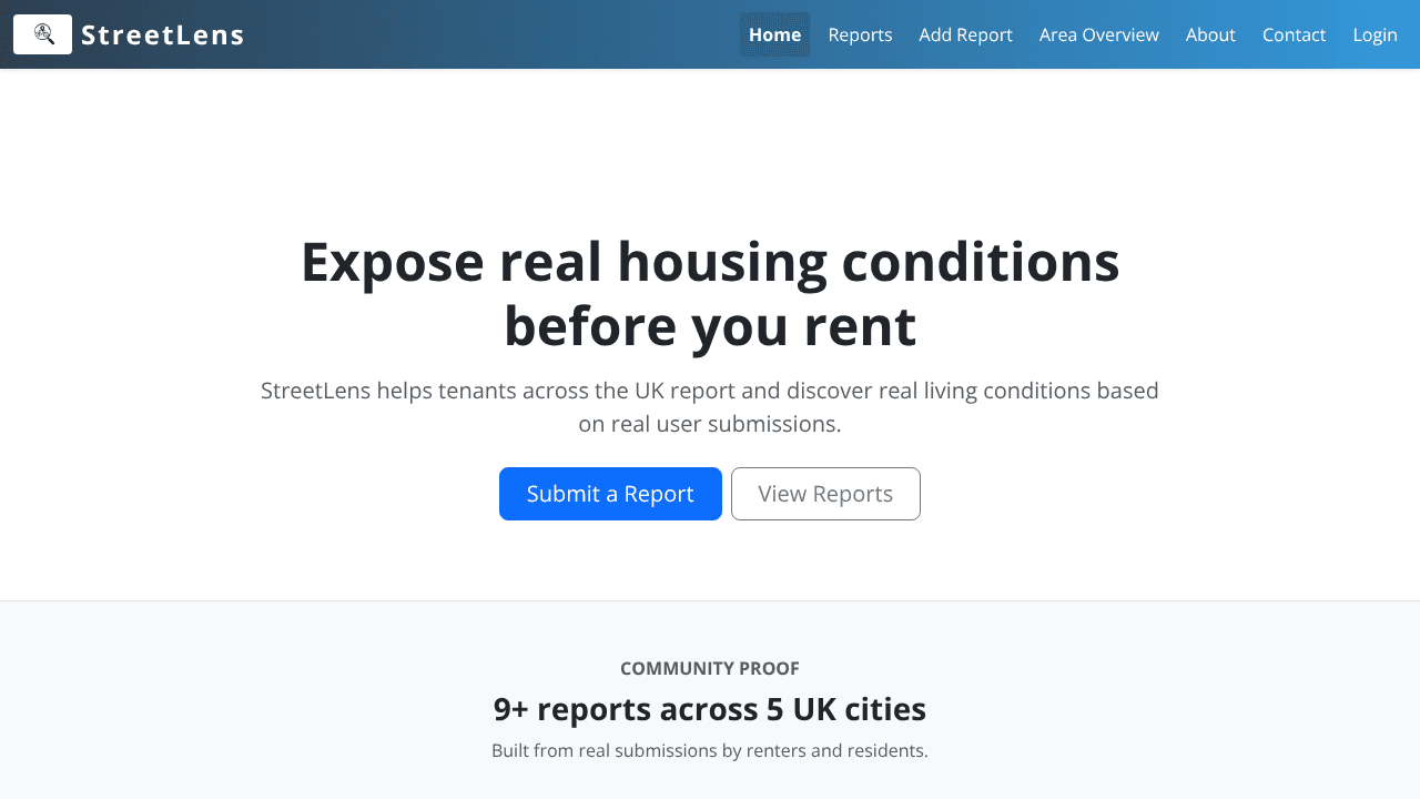 StreetLens website screenshot