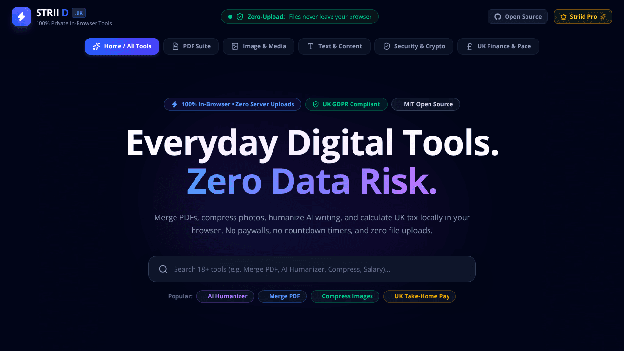 Striid Tools website screenshot