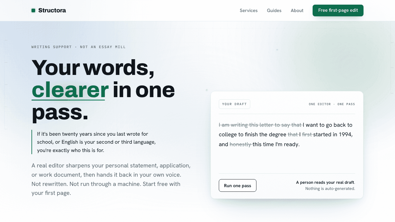 Structora website screenshot