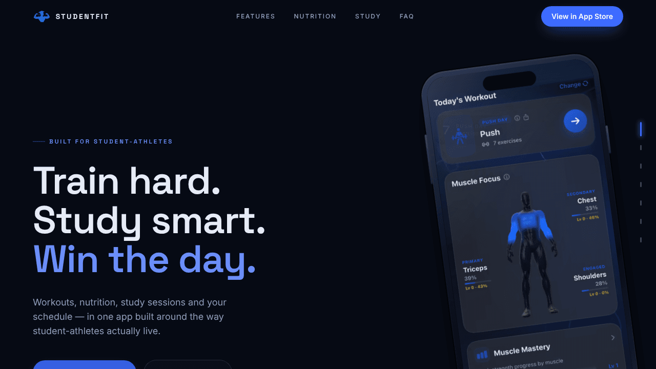 StudentFit website screenshot