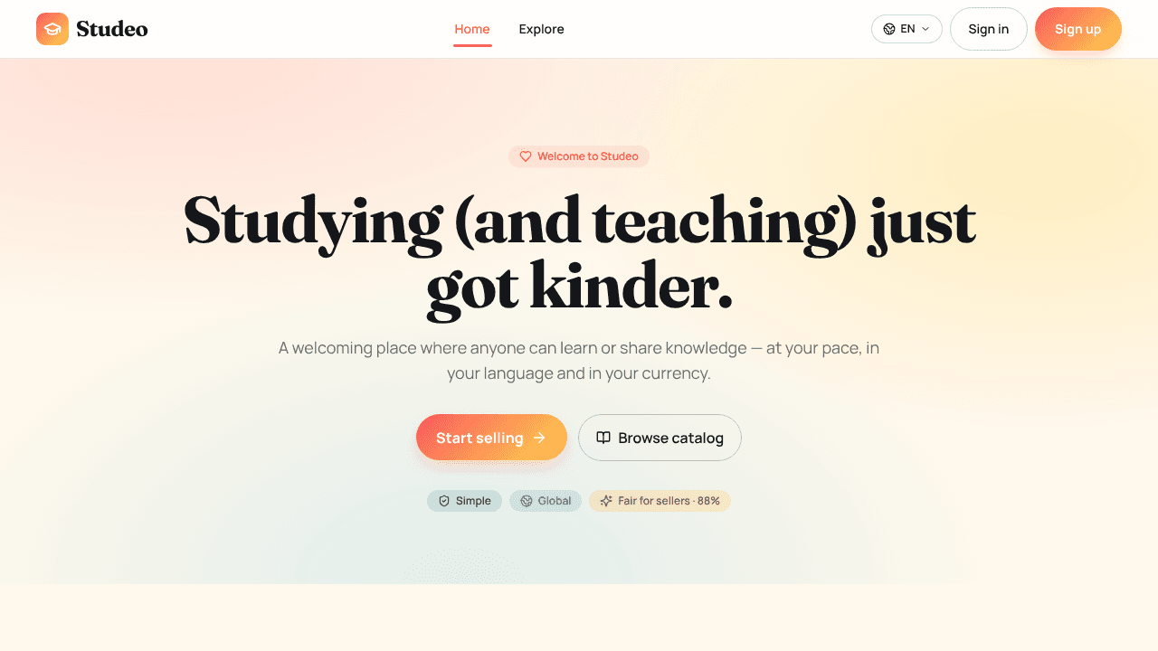Studeo — Global Study Marketplace website screenshot