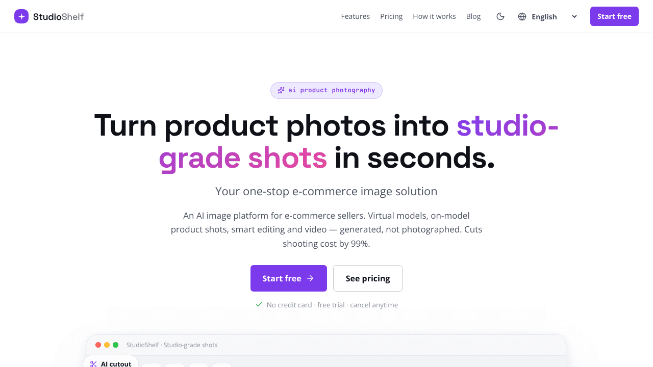 StudioShelf website screenshot