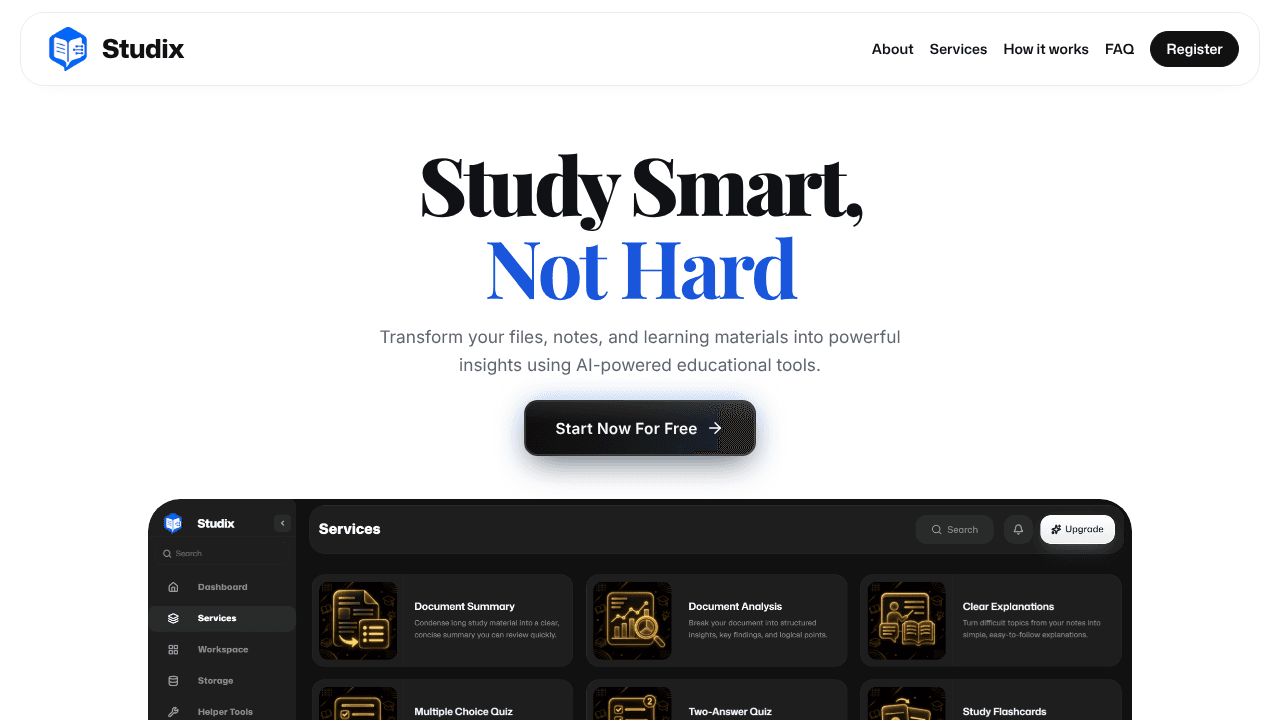 Studix website screenshot