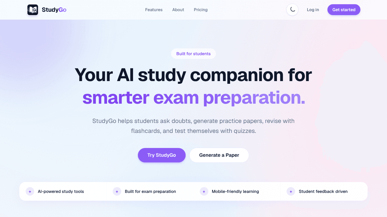 StudyGo website screenshot