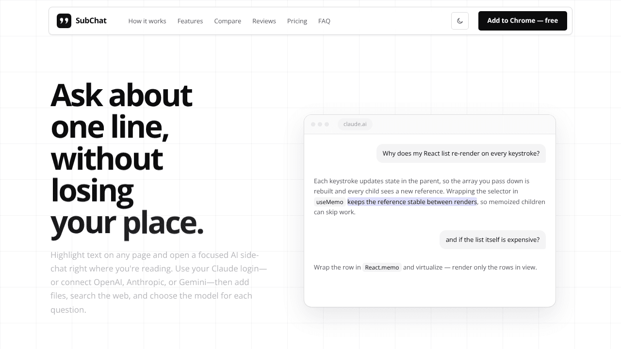 SubChat website screenshot