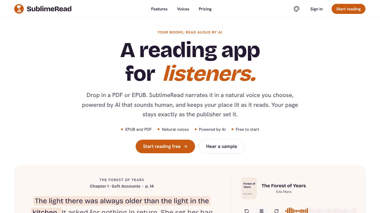 SublimeRead website screenshot