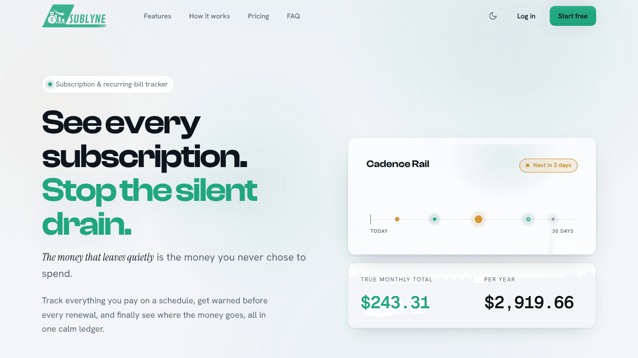 Sublyne website screenshot
