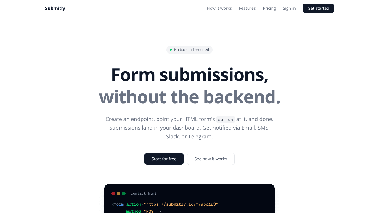 Submitly website screenshot