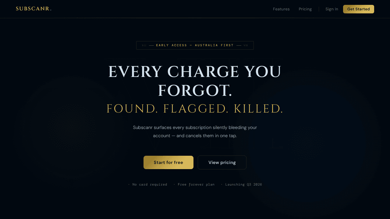 Subscanr — Kill Your Subscription Drain website screenshot