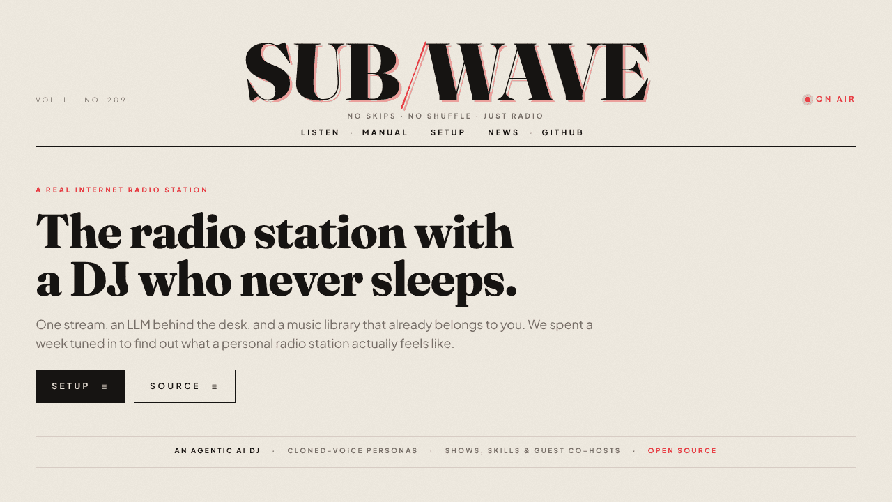 SUB/WAVE website screenshot