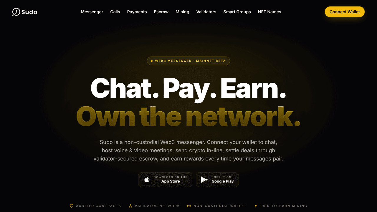 Sudo Messenger website screenshot