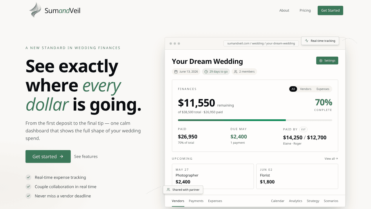 Sum and Veil website screenshot