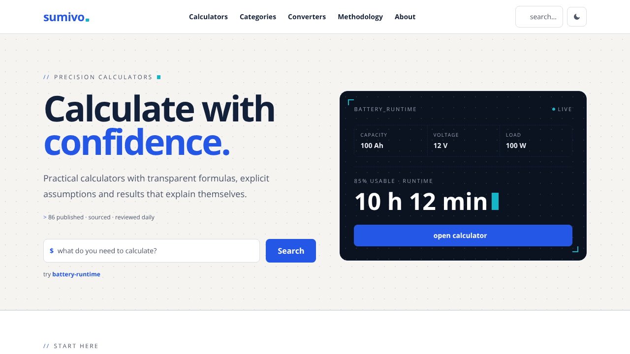 Sumivo | Calculate anything website screenshot