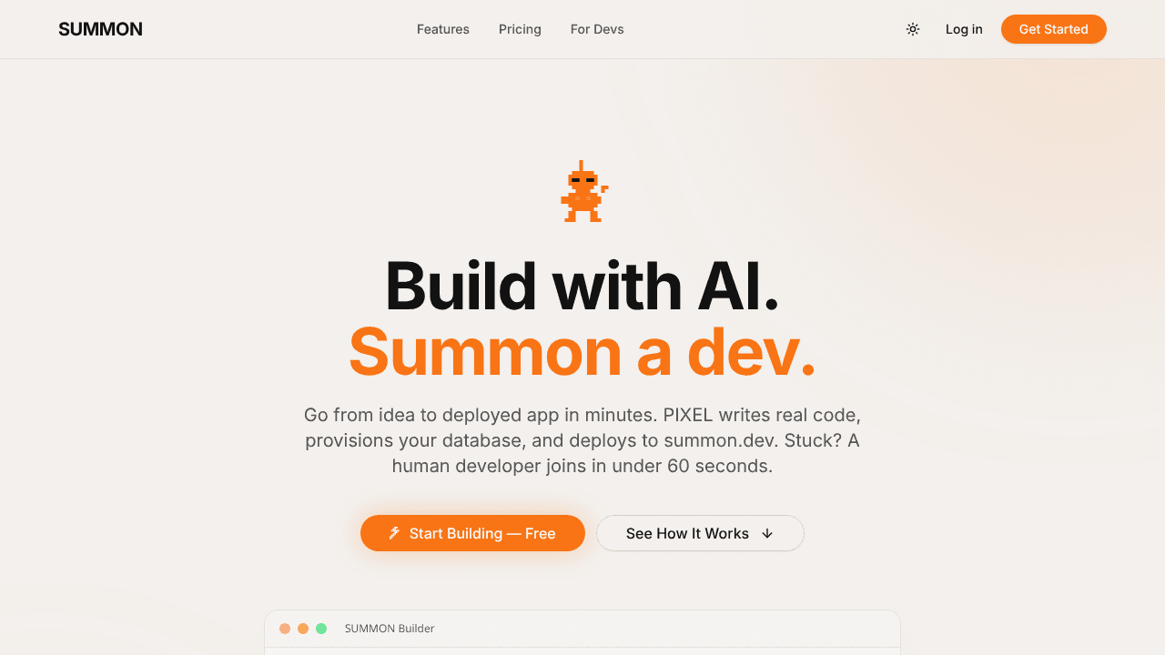 Summon website screenshot