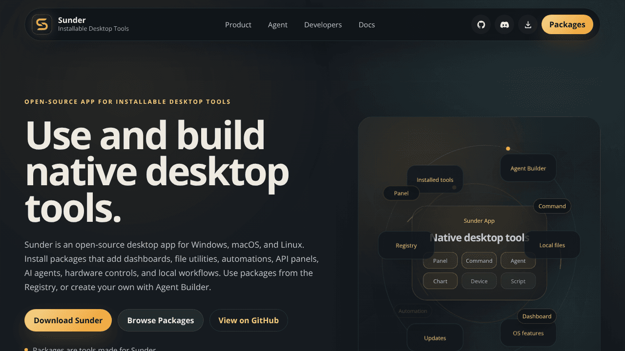 Sunder website screenshot