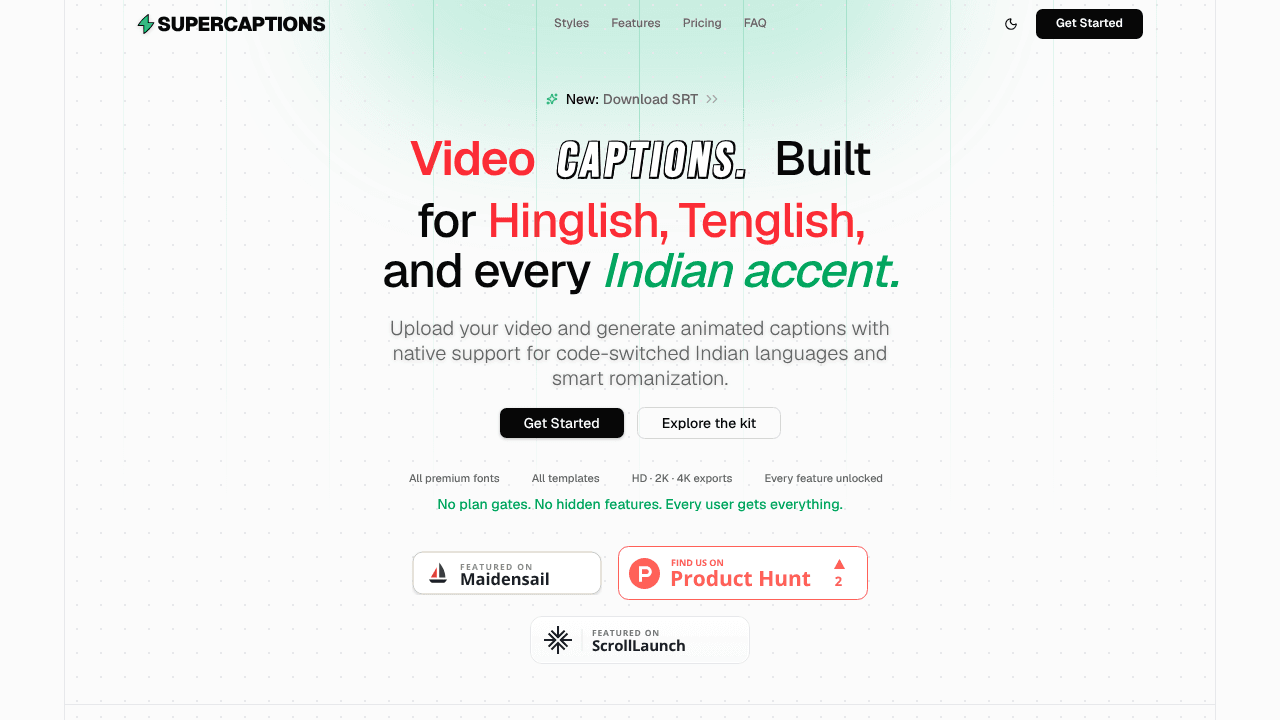 Supercaptions website screenshot