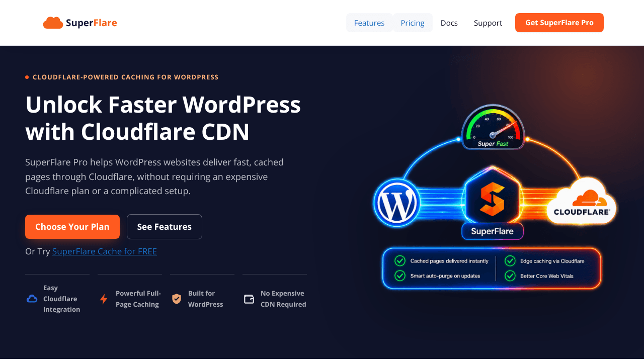 SuperFlare Cache website screenshot