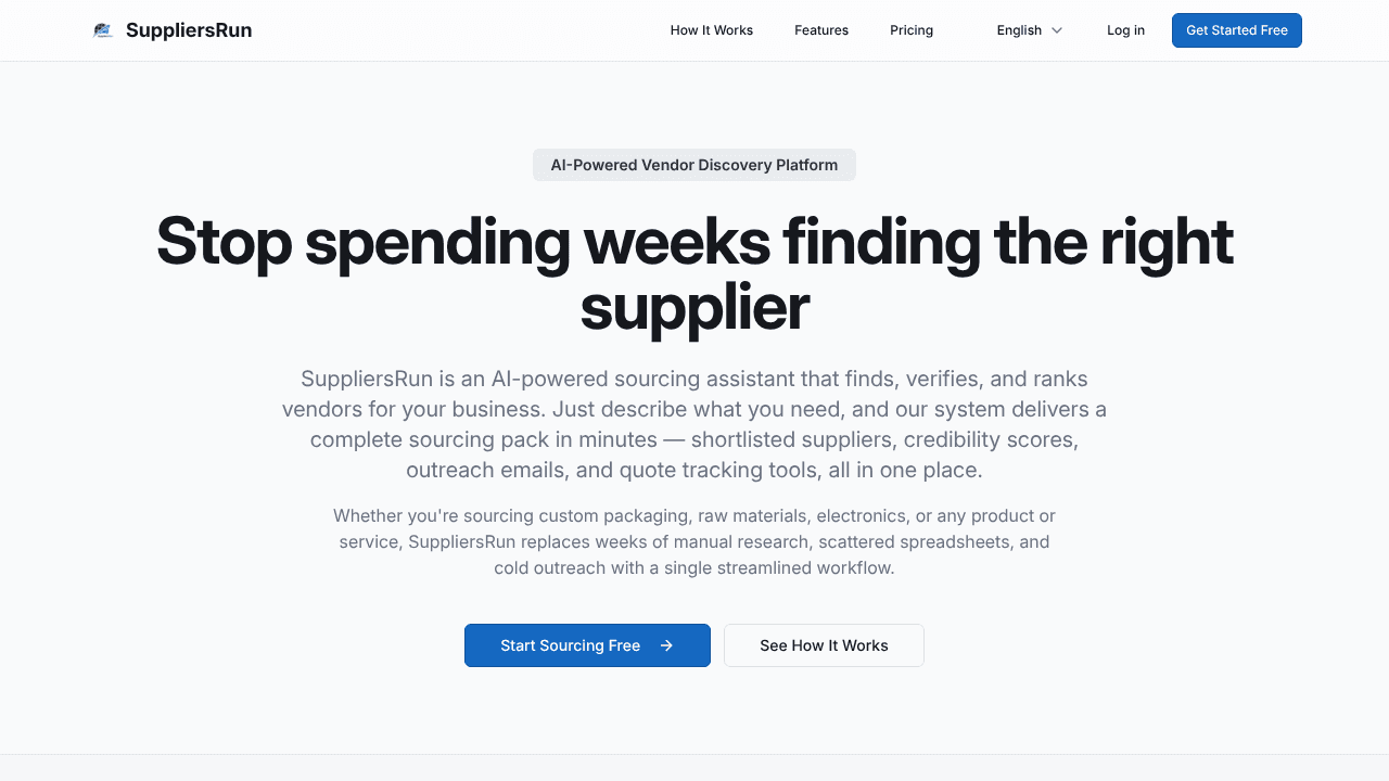 Suppliers.Run  website screenshot