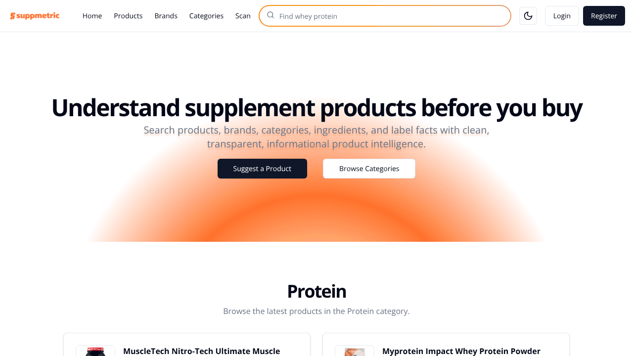 Suppmetric website screenshot