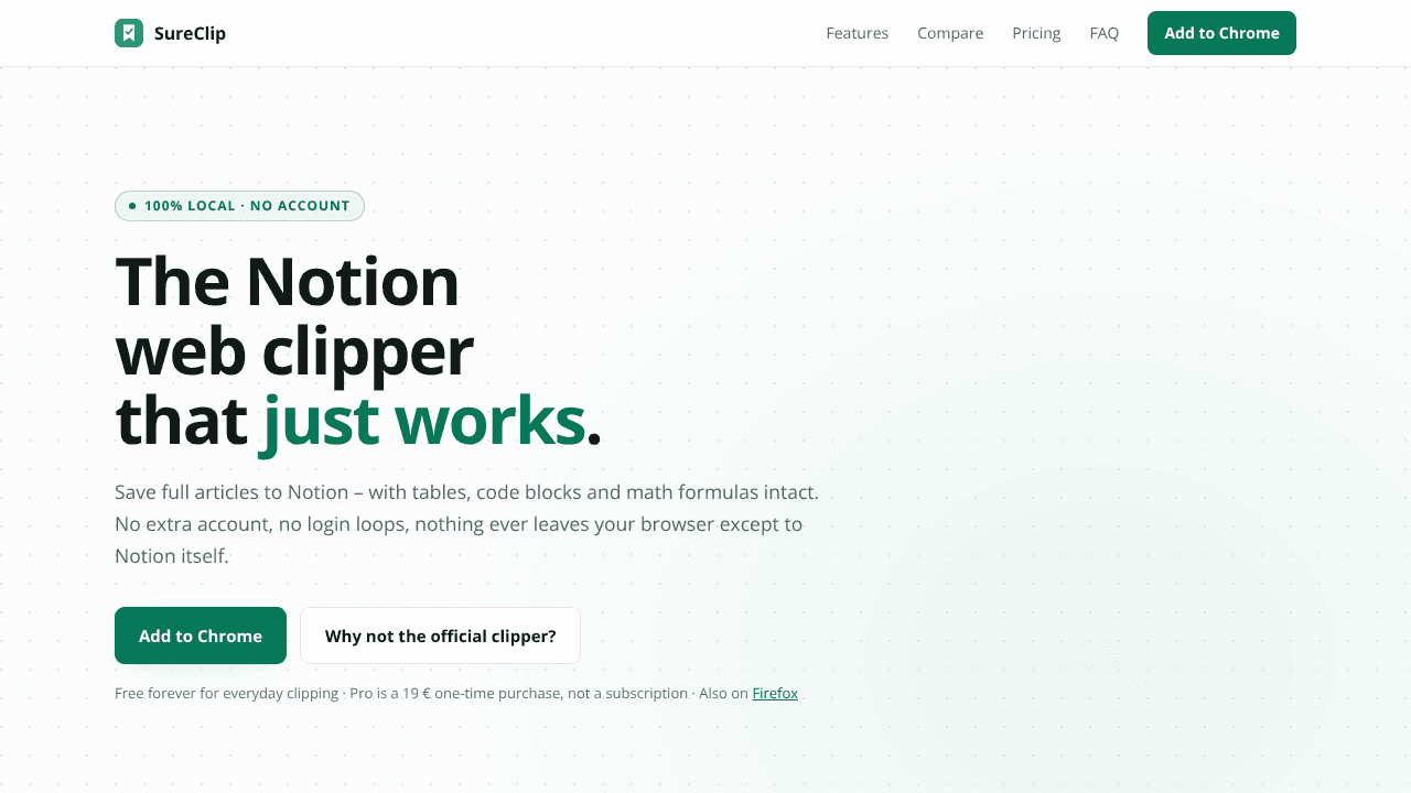 SureClip website screenshot