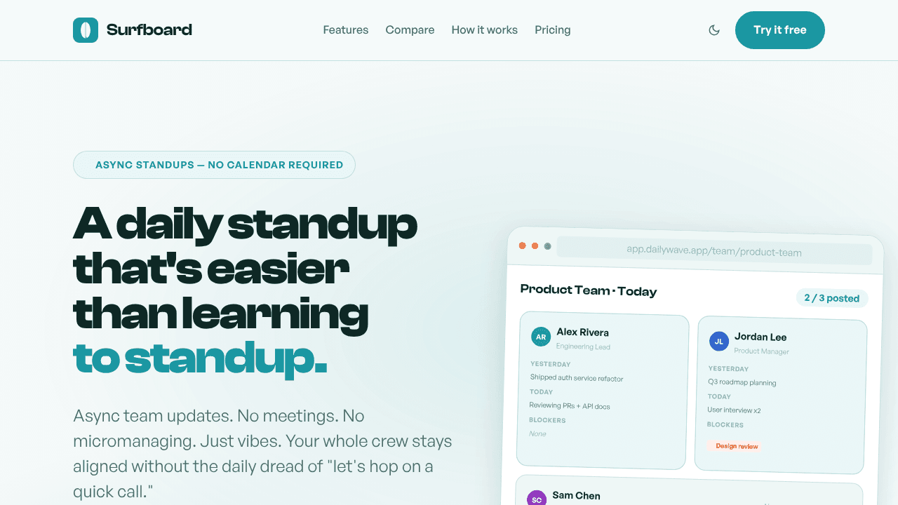 Surfboard website screenshot