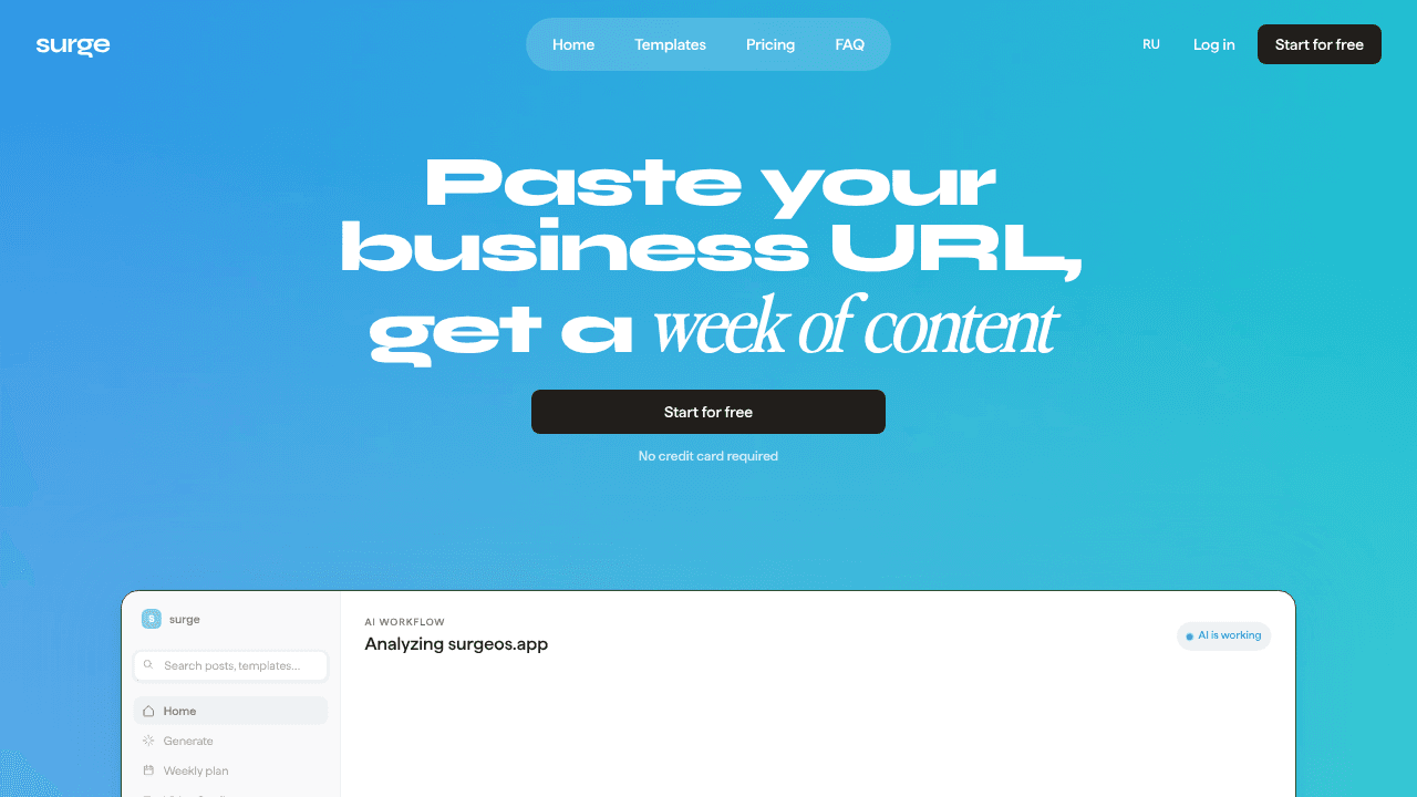 Surge website screenshot