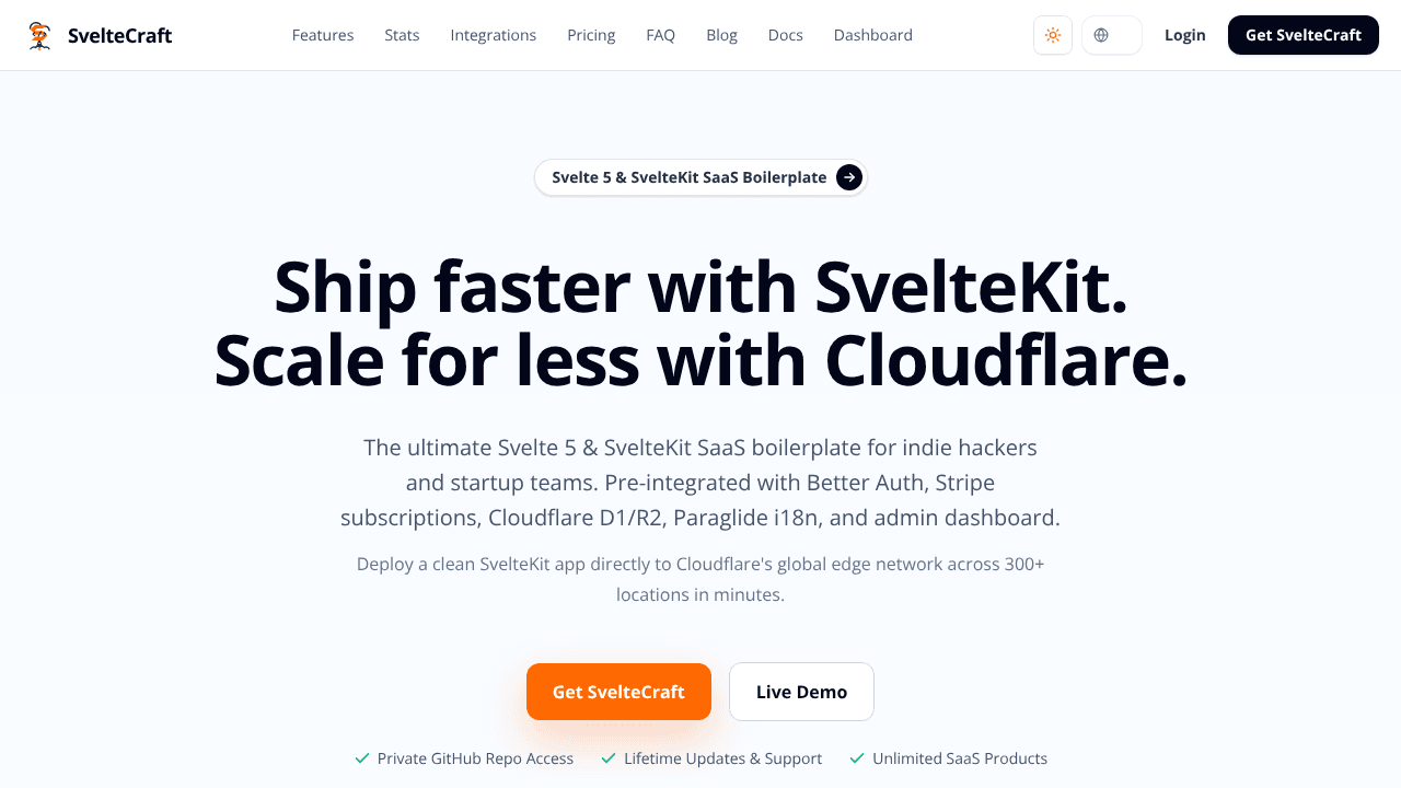 SvelteCraft website screenshot