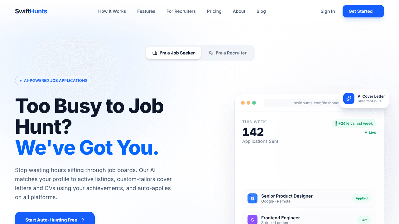 SwiftHunt website screenshot