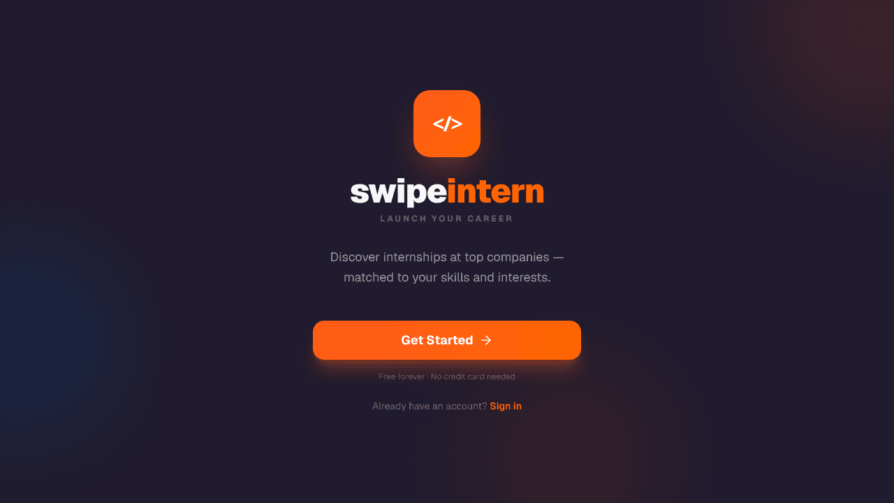 Swipe Intern website screenshot