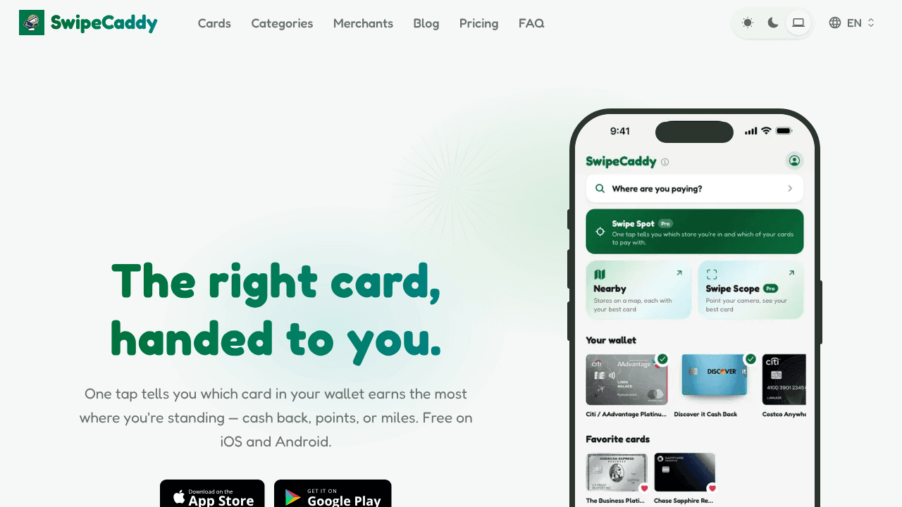 SwipeCaddy website screenshot