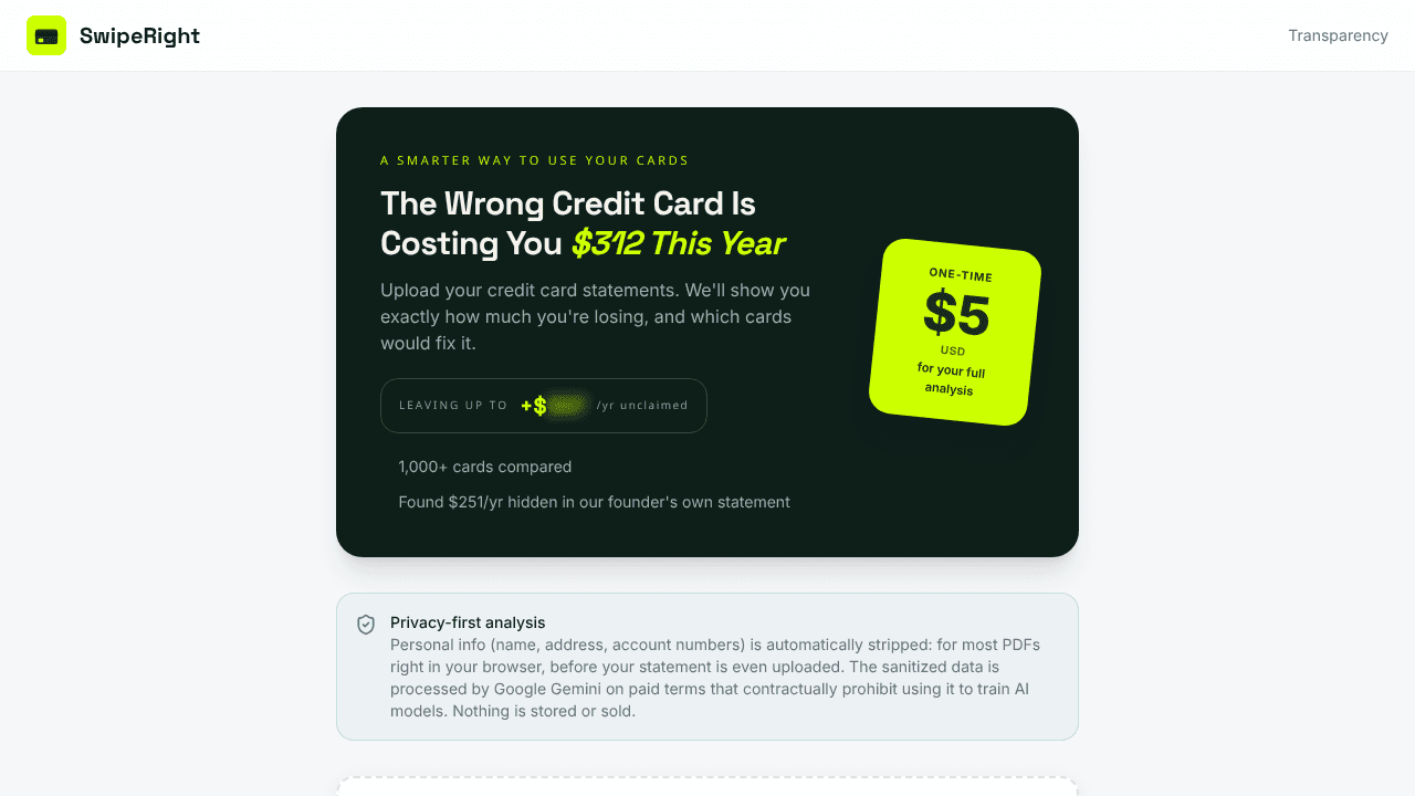 SwipeRight website screenshot