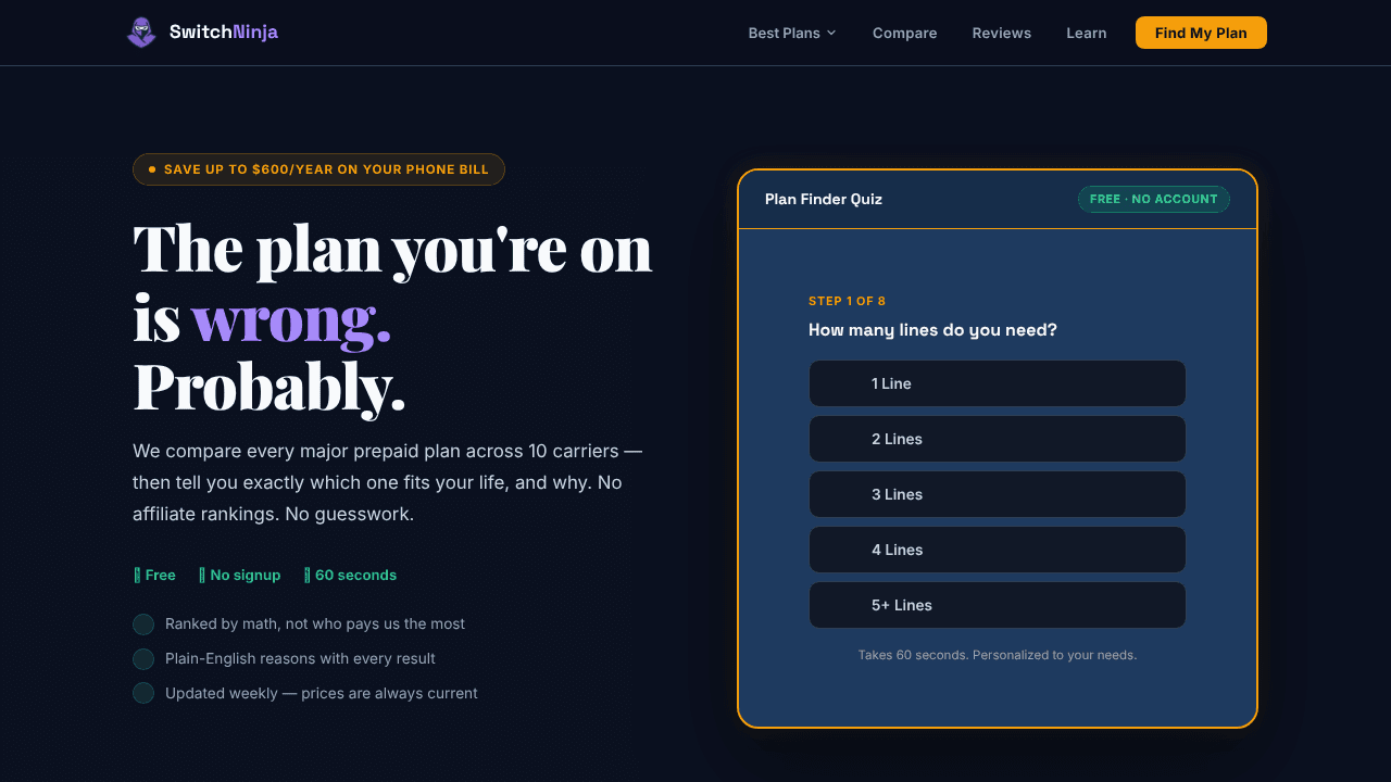 SwitchNinja website screenshot