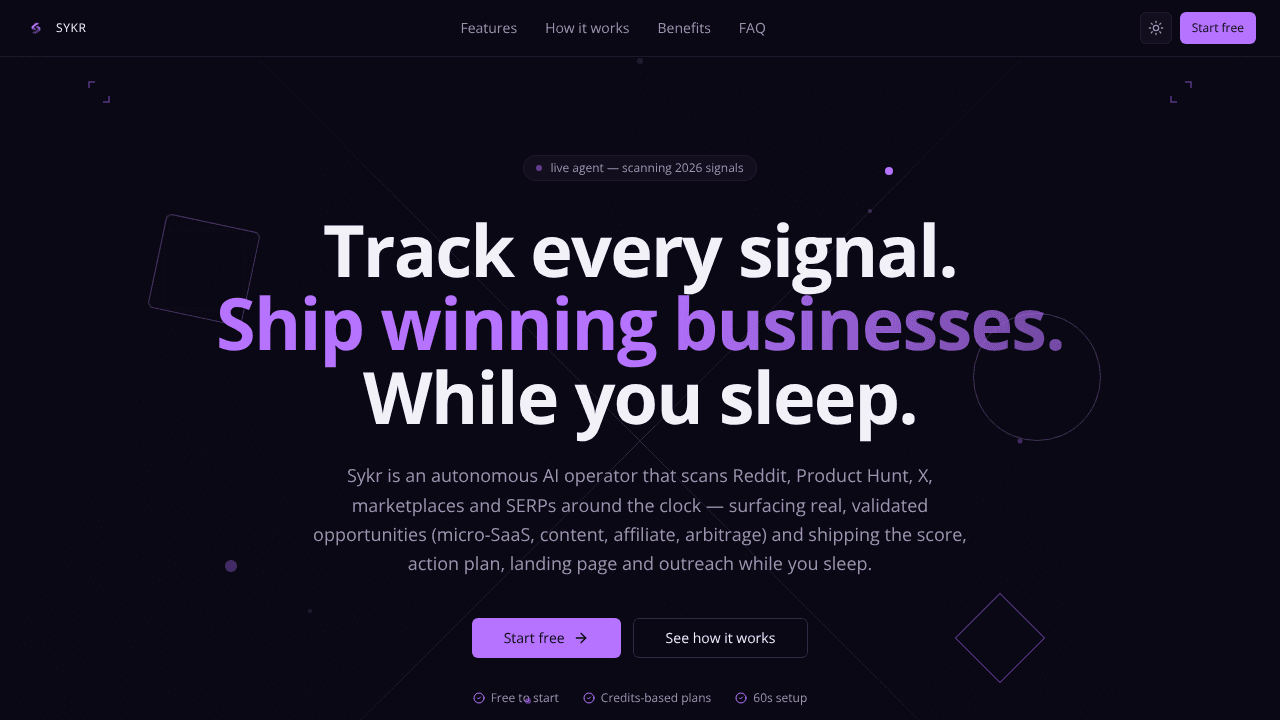 Sykr website screenshot