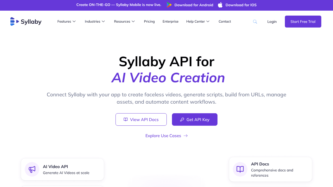 Syllaby API website screenshot