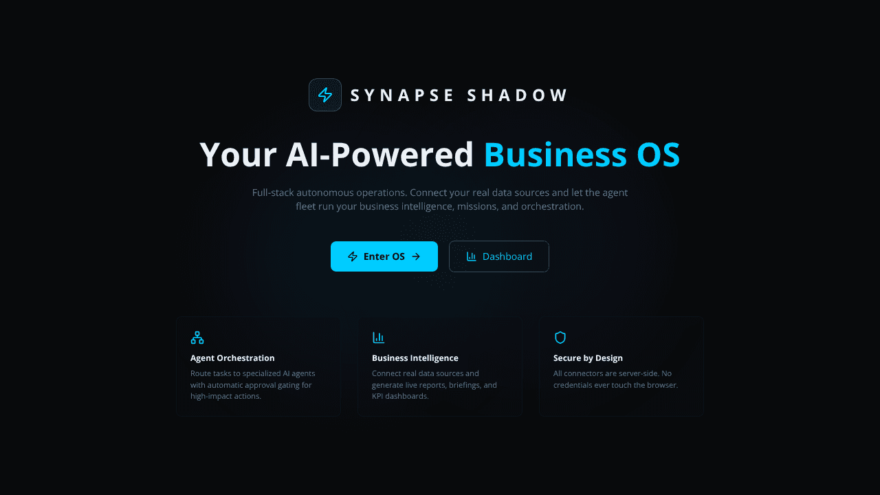 SYNAPSE SHADOW Business OS website screenshot