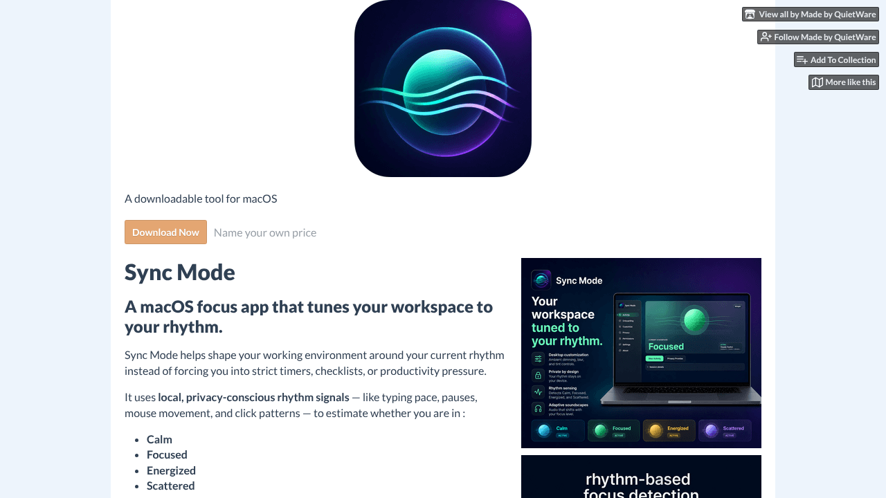 Sync Mode website screenshot