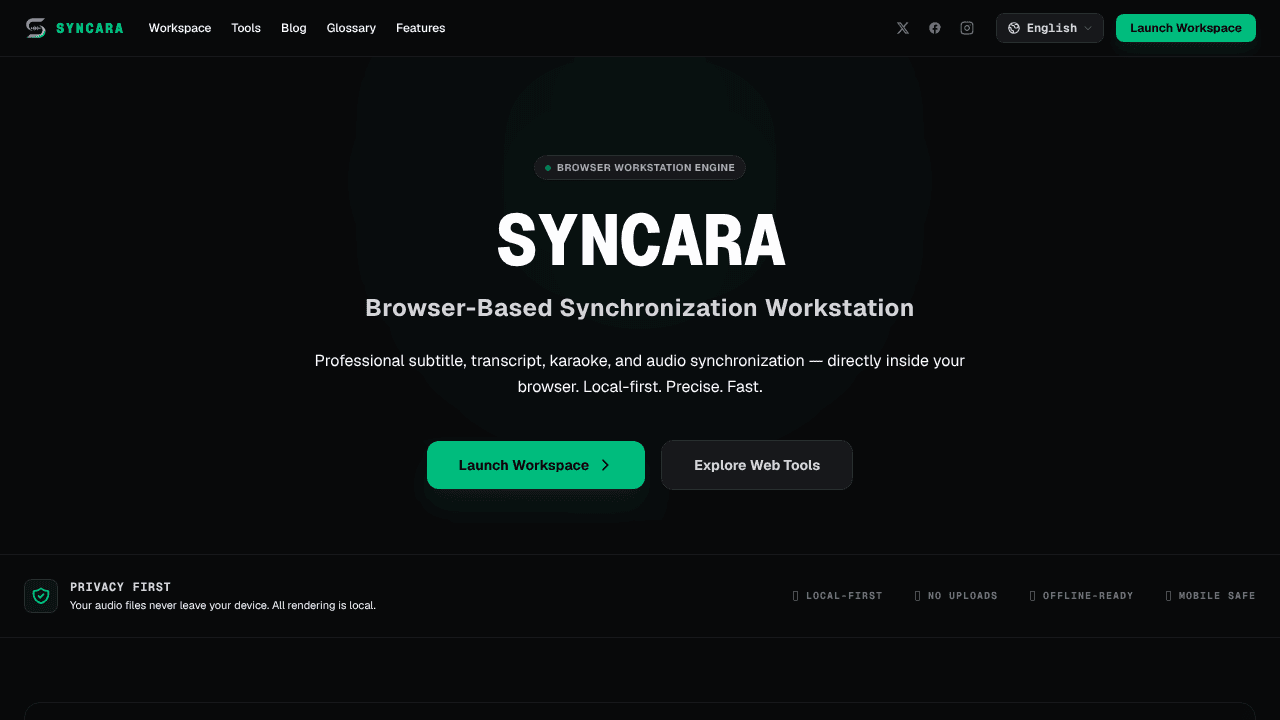 Syncara website screenshot