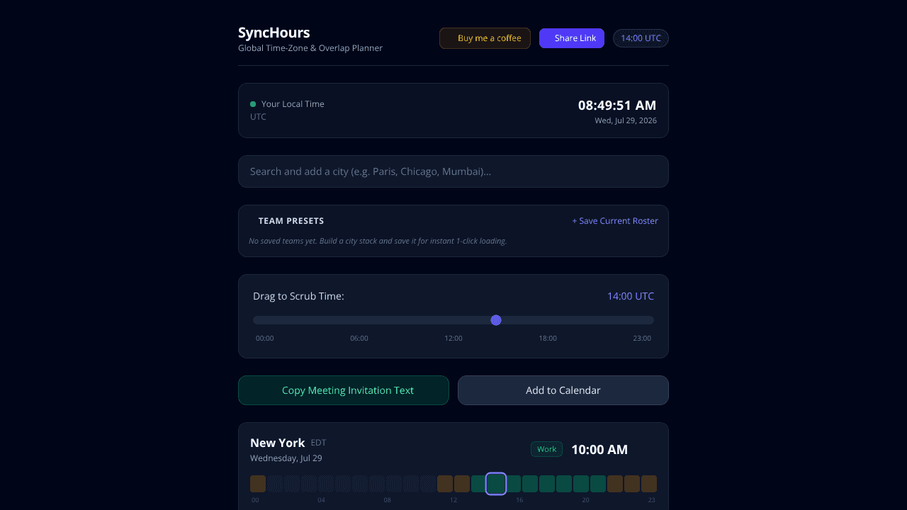 SyncHours website screenshot
