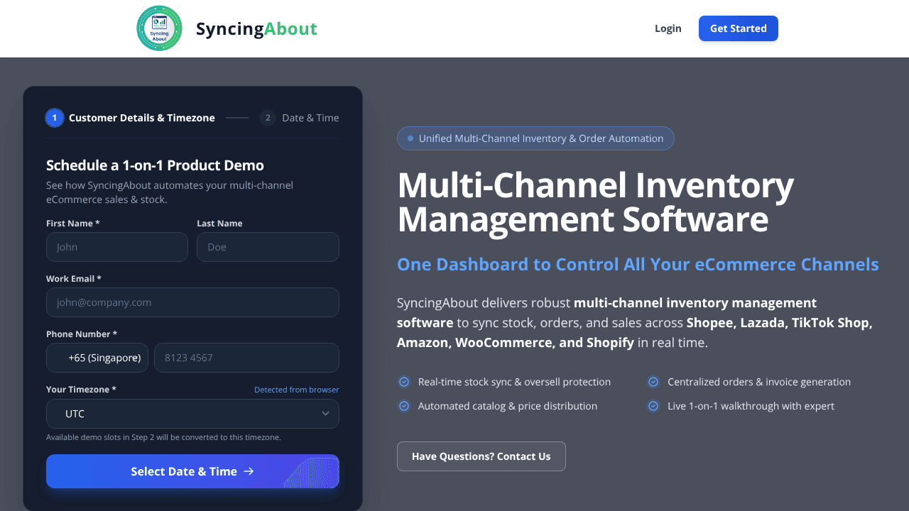 SyncingAbout website screenshot