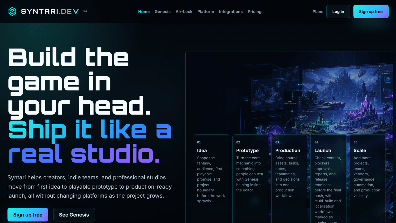 Syntari.dev website screenshot