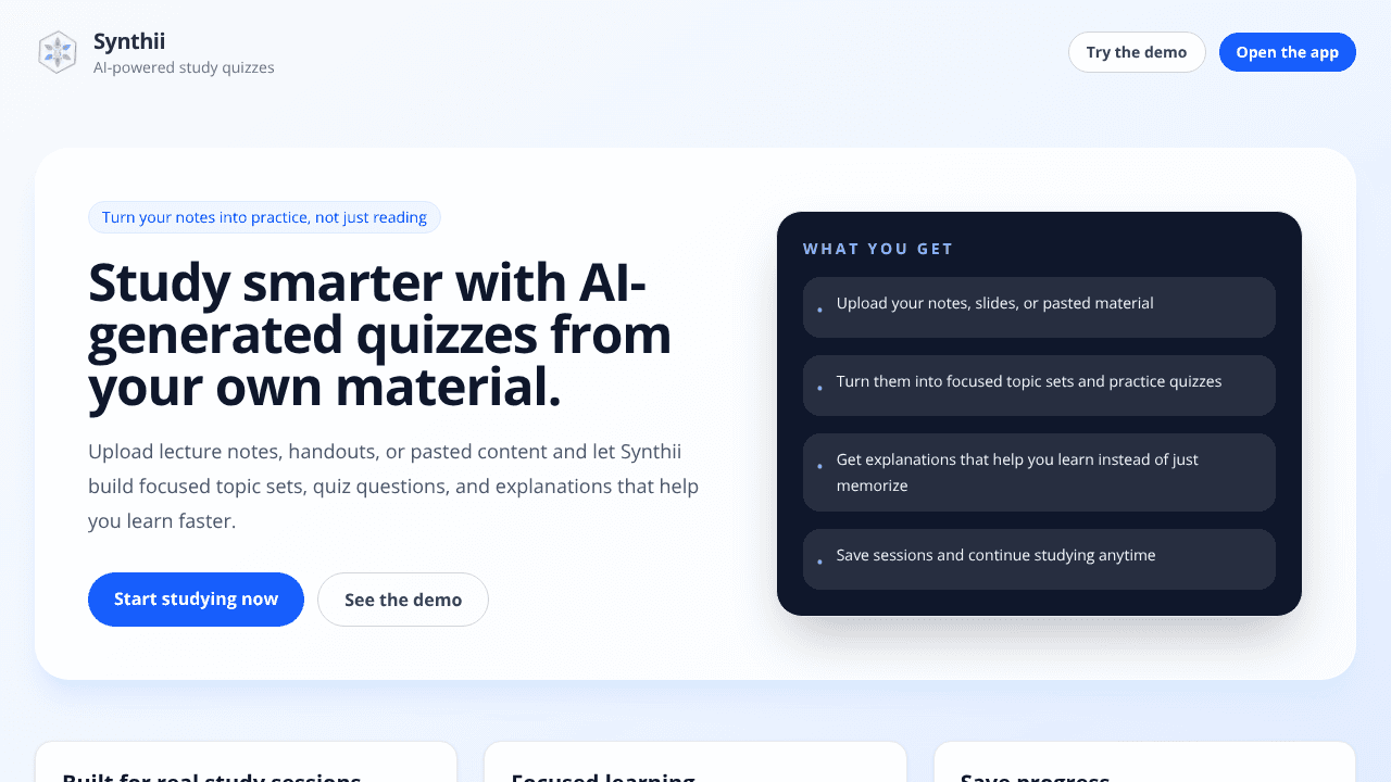 Synthii website screenshot