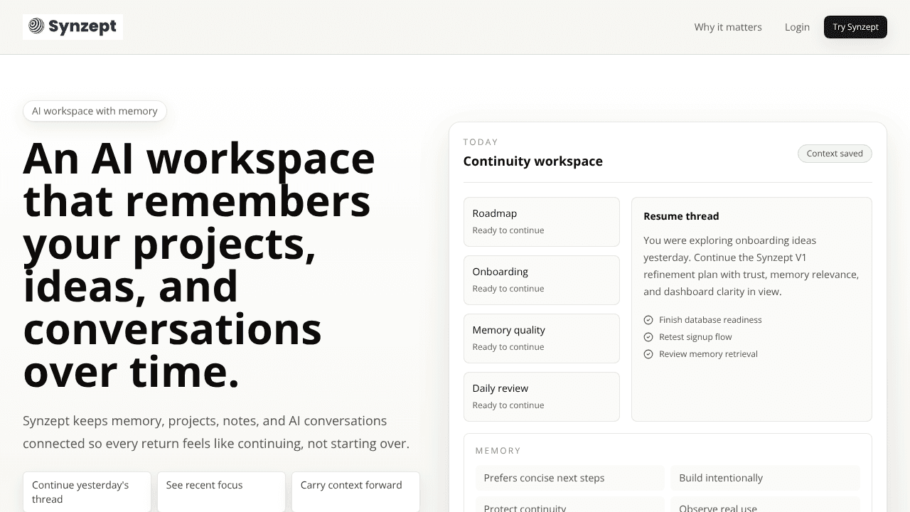 Synzept website screenshot