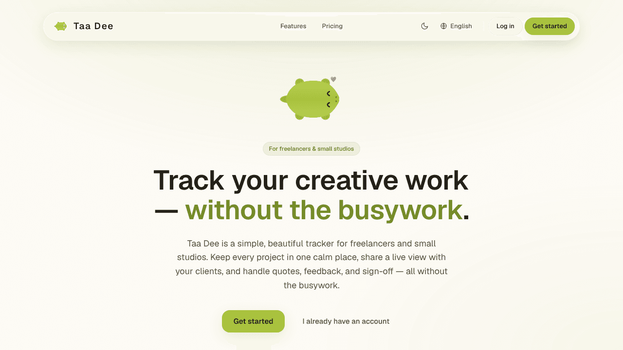 Taa Dee website screenshot