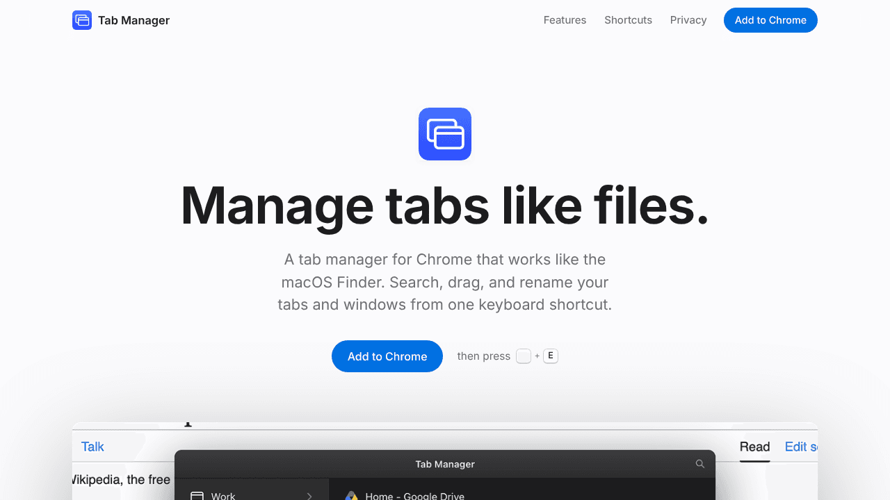 Tab Manager website screenshot
