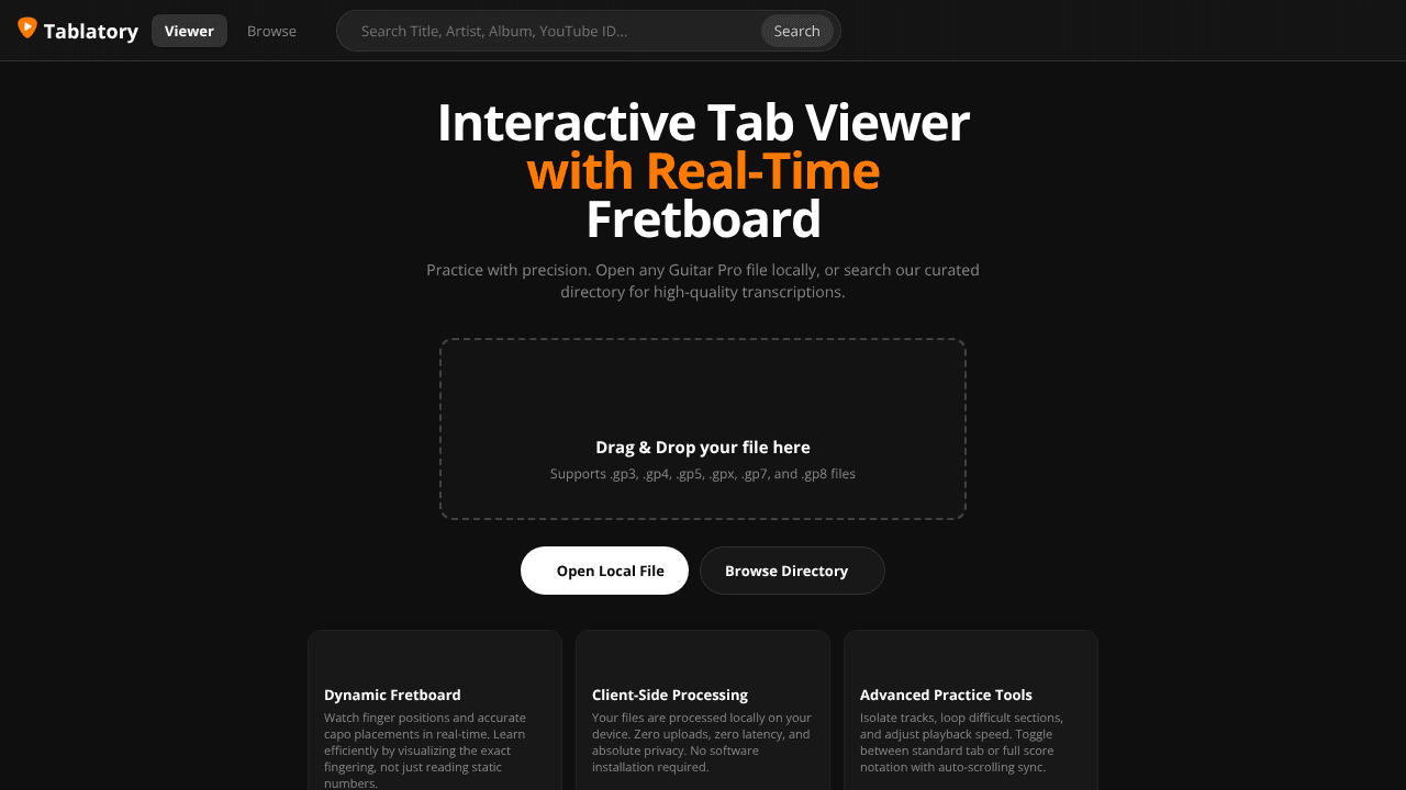 Tablatory website screenshot